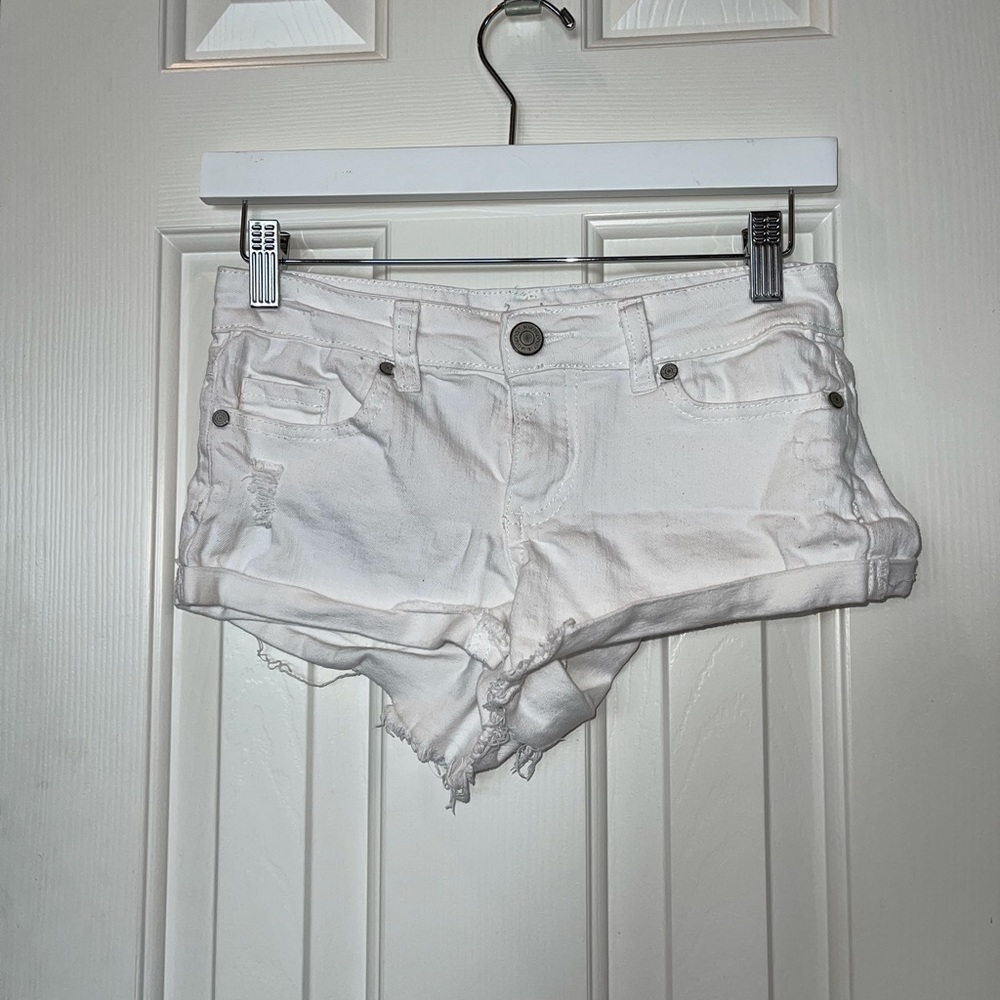 White jean shorts